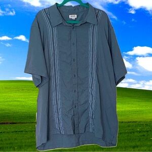 Haggar Bowling Shirt Style Blue Button Up 2x